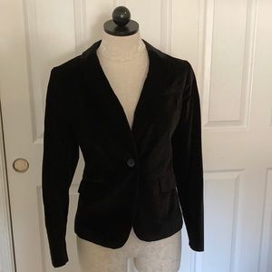 Talbots black velvet one button jacket